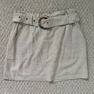 Linen Skirt with Belt and Pockets